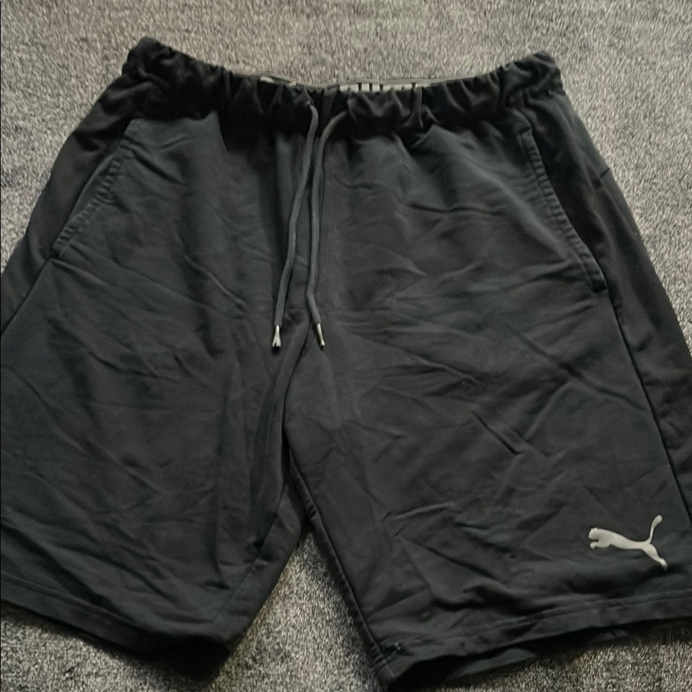 Puma Black Athletic Shorts with Elastic Waistband